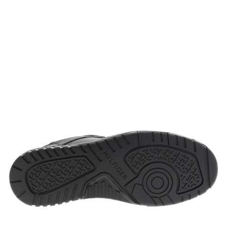 Sneakers en cuir noires à lacets avec semelle à talon plat embossé - Image 5