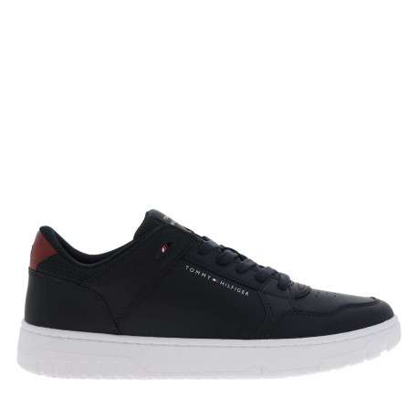 Sneakers en cuir bleu marine à lacets avec semelle à talon plat - Image 2
