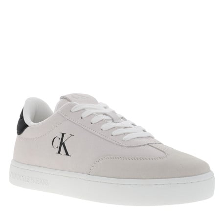 Tennis Rome en cuir nubuck beiges avec logos de la marque embossés