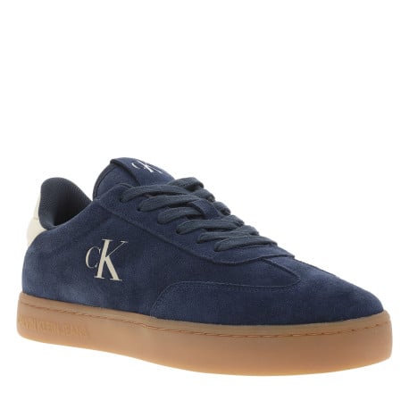Tennis Rome en cuir nubuck bleu marine avec logos de la marque embossés