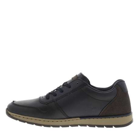 Sneakers en cuir bleu marine avec semelle à talon plat et zip latéral