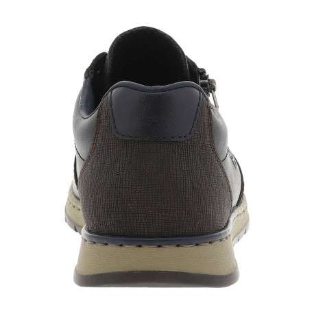 Sneakers en cuir bleu marine avec semelle à talon plat et zip latéral - Image 6