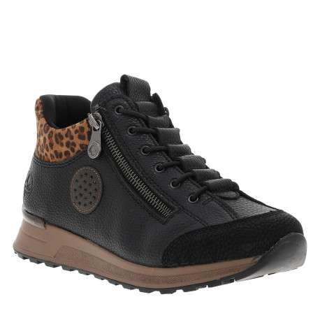 Baskets running noires avec semelle à talon compensé bas et lacets élastiqués - Image 3