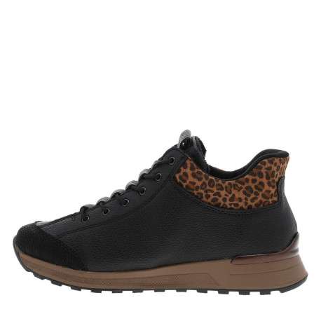 Baskets running noires avec semelle à talon compensé bas et lacets élastiqués