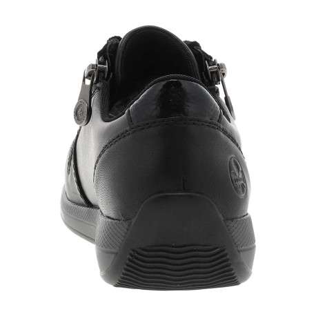 Sneakers en cuir noires fermées par des lacets plats et des zips latéraux - Image 6