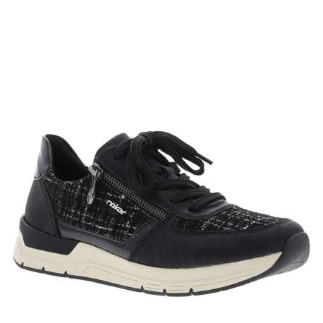 Baskets running noires avec semelle à talon plat et fils brillants incrustés - Image 3