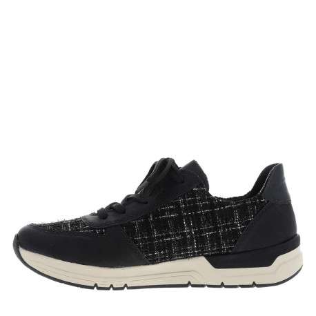 Baskets running noires avec semelle à talon plat et fils brillants incrustés