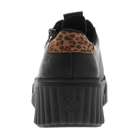 Tennis en cuir noires avec un empiècement léopard sur le contrefort - Image 6
