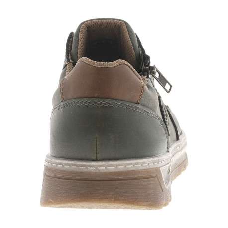 Sneakers kaki avec double fermeture et patch de la marque sur la languette - Image 6