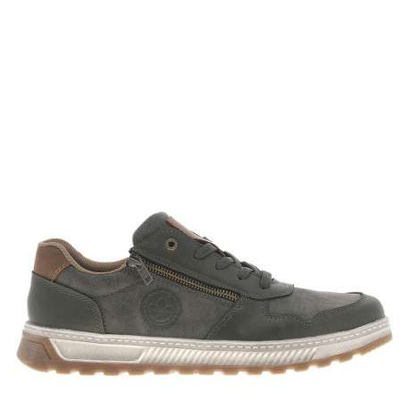 Sneakers kaki avec double fermeture et patch de la marque sur la languette - Image 2