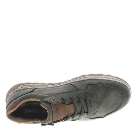 Sneakers kaki avec double fermeture et patch de la marque sur la languette - Image 4