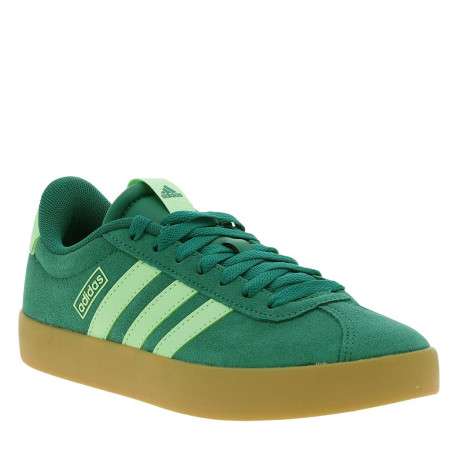 Tennis en croûte de cuir vertes avec semelle à talon plat et lacets - Image 3