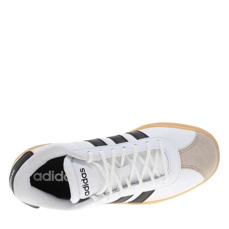 Tennis en cuir blanches avec semelle à talon plateau et lacets ronds - Image 4