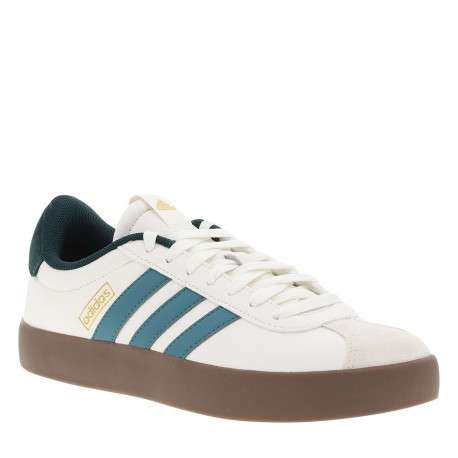 Tennis en cuir écrues avec semelle à talon plat et lacets ton sur ton - Image 3