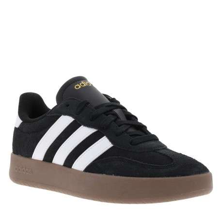 Tennis noires en croûte de cuir avec semelle à talon plat et à lacets - Image 3