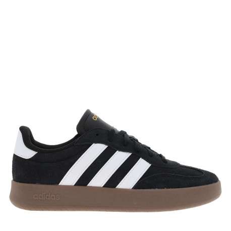 Tennis noires en croûte de cuir avec semelle à talon plat et à lacets - Image 2