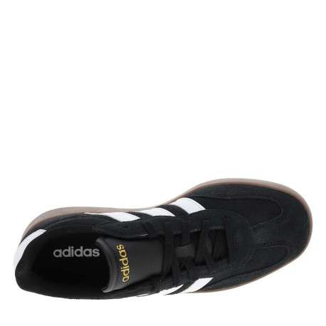 Tennis noires en croûte de cuir avec semelle à talon plat et à lacets - Image 4
