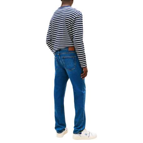Jean slim en coton bleu avec des passants et une coupe droite - Image 3