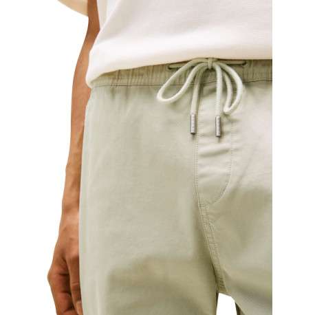 Pantalon jogging en coton tilleul uni avec une coupe slim et un lien - Image 3