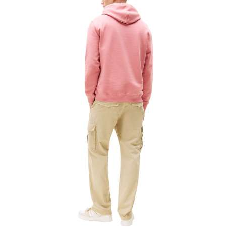 Sweat en coton rose uni avec une coupe droite et un col à capuche - Image 3