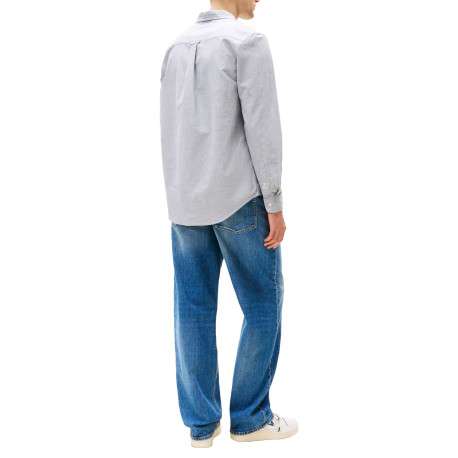 Chemise en coton marine unie avec une coupe droite et un col chemise - Image 3