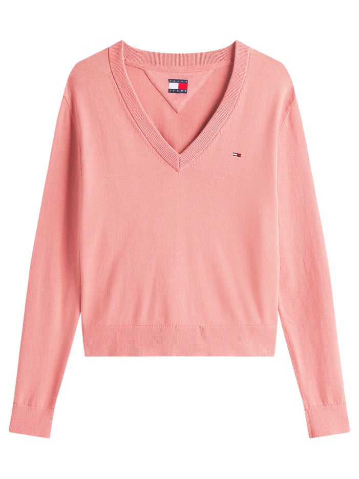 Pull en coton rose uni avec...