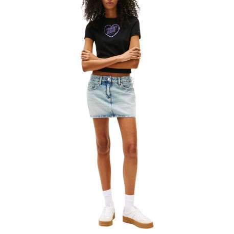 T-shirt en coton noir imprimé avec une coupe droite à col rond - Image 2