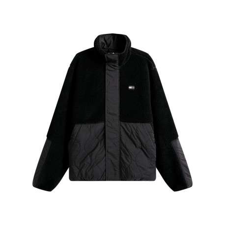 Blouson noir uni avec une coupe droite et une fermeture zippée