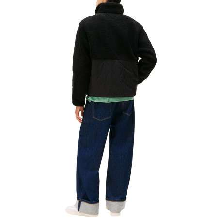 Blouson noir uni avec une coupe droite et une fermeture zippée - Image 3