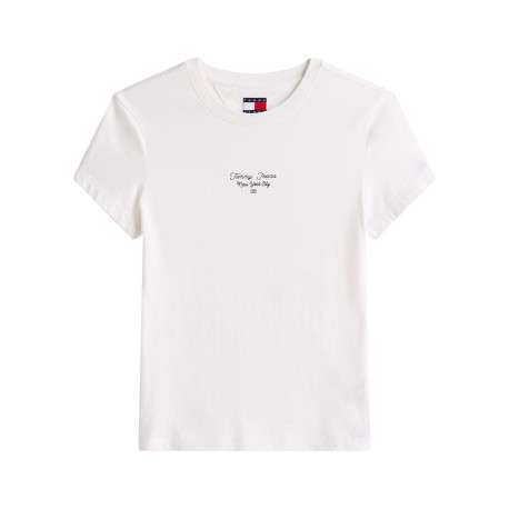 T-shirt en coton blanc uni avec un col rond et une coupe droite