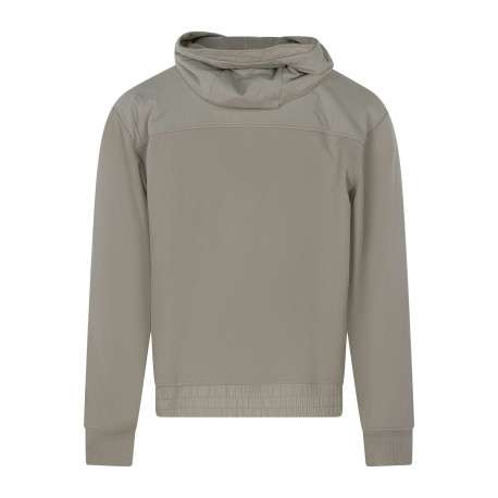 Blouson en coton beige uni avec une coupe droite et une fermeture zippée - Image 2