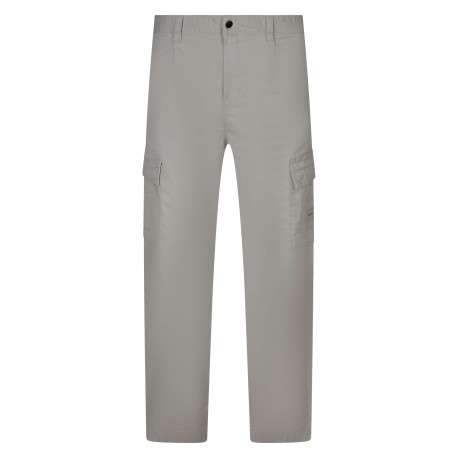 Pantalon cargo en coton beige uni avec une coupe droite et des poches