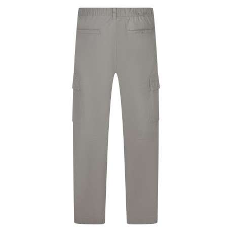 Pantalon cargo en coton beige uni avec une coupe droite et des poches - Image 2