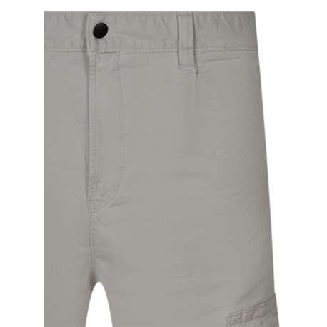 Pantalon cargo en coton beige uni avec une coupe droite et des poches - Image 3