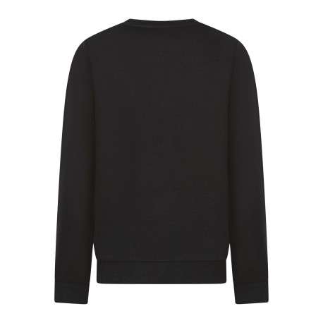 Sweat en coton mélangé noir uni avec une coupe droite et un col rond - Image 2