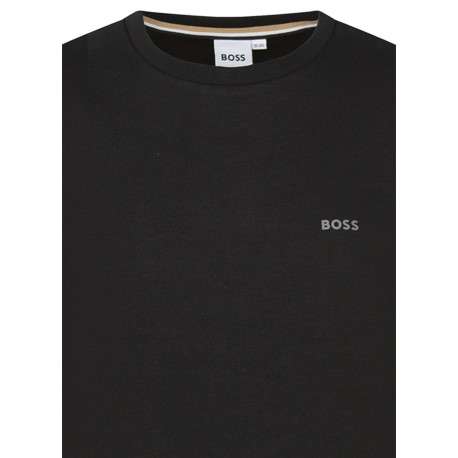 Sweat en coton mélangé noir uni avec une coupe droite et un col rond - Image 3