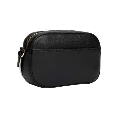 Sac à bandoulière noir uni effet grain avec zip de fermeture doré - Image 2