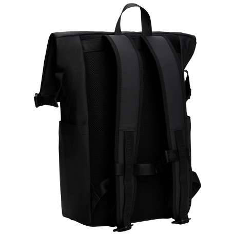 Sac à dos noir uni à rabat roulé avec fermeture à zips et clips - Image 2