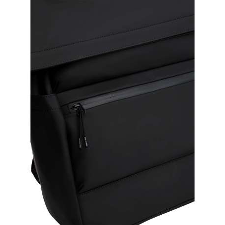 Sac à dos noir uni à rabat roulé avec fermeture à zips et clips - Image 3