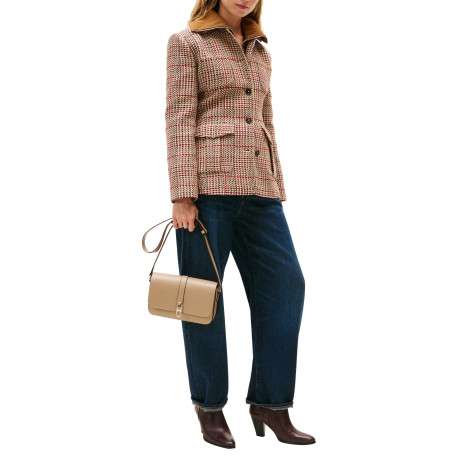 Sac à bandoulière caramel uni avec languette aimantée et logo doré - Image 5