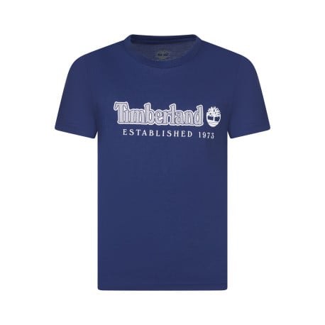 T-shirt en coton marine uni avec une coupe droite et un col rond