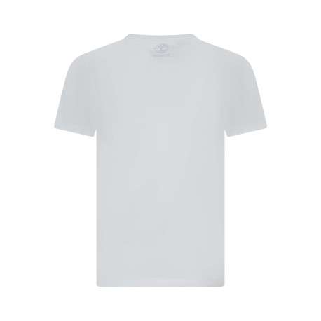 T-shirt en coton blanc uni avec une coupe droite et un col rond - Image 2