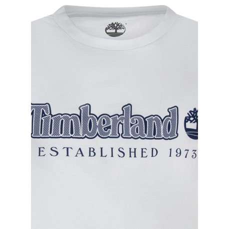 T-shirt en coton blanc uni avec une coupe droite et un col rond - Image 3