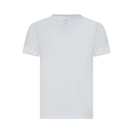 T-shirt en coton blanc uni avec une coupe droite et un col rond - Image 2
