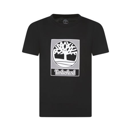 T-shirt en coton noir uni avec une coupe droite et un col rond