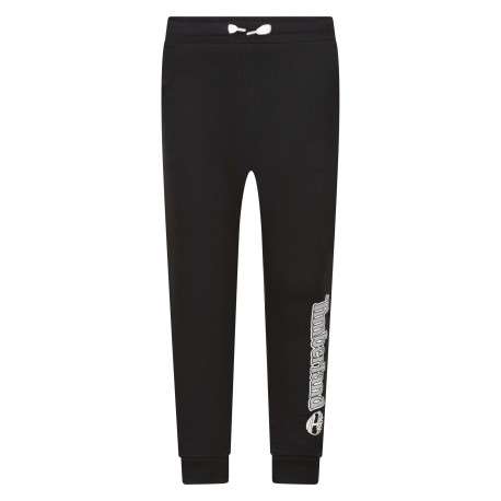 Pantalon Jogging en coton mélangé noir uni avec une coupe droite et nom iconique