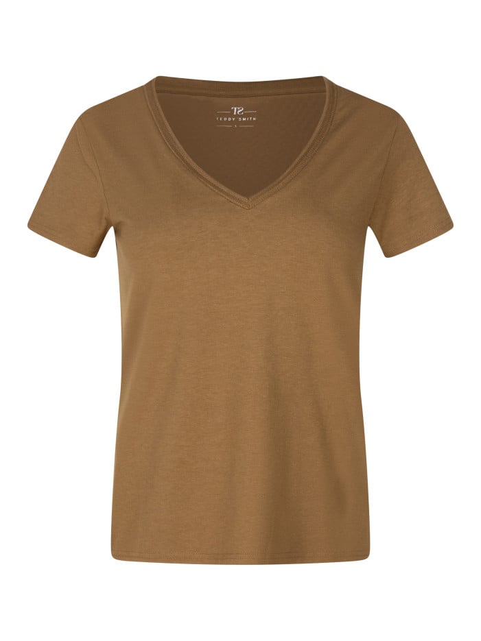 T-shirt camel uni avec une...