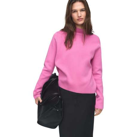 Pull rose basic uni fin avec un col montant et une coupe droite - Image 3