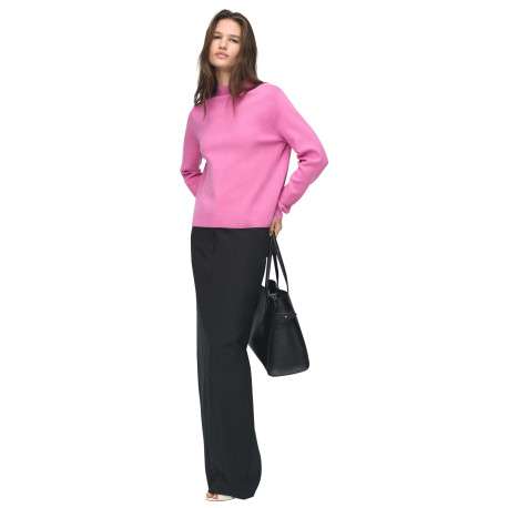 Pull rose basic uni fin avec un col montant et une coupe droite - Image 4