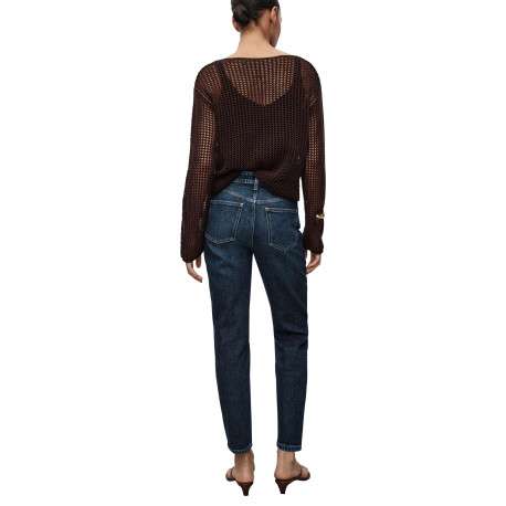 Jean en coton bleu indigo légèrement délavé à coupe mom et taille haute - Image 2